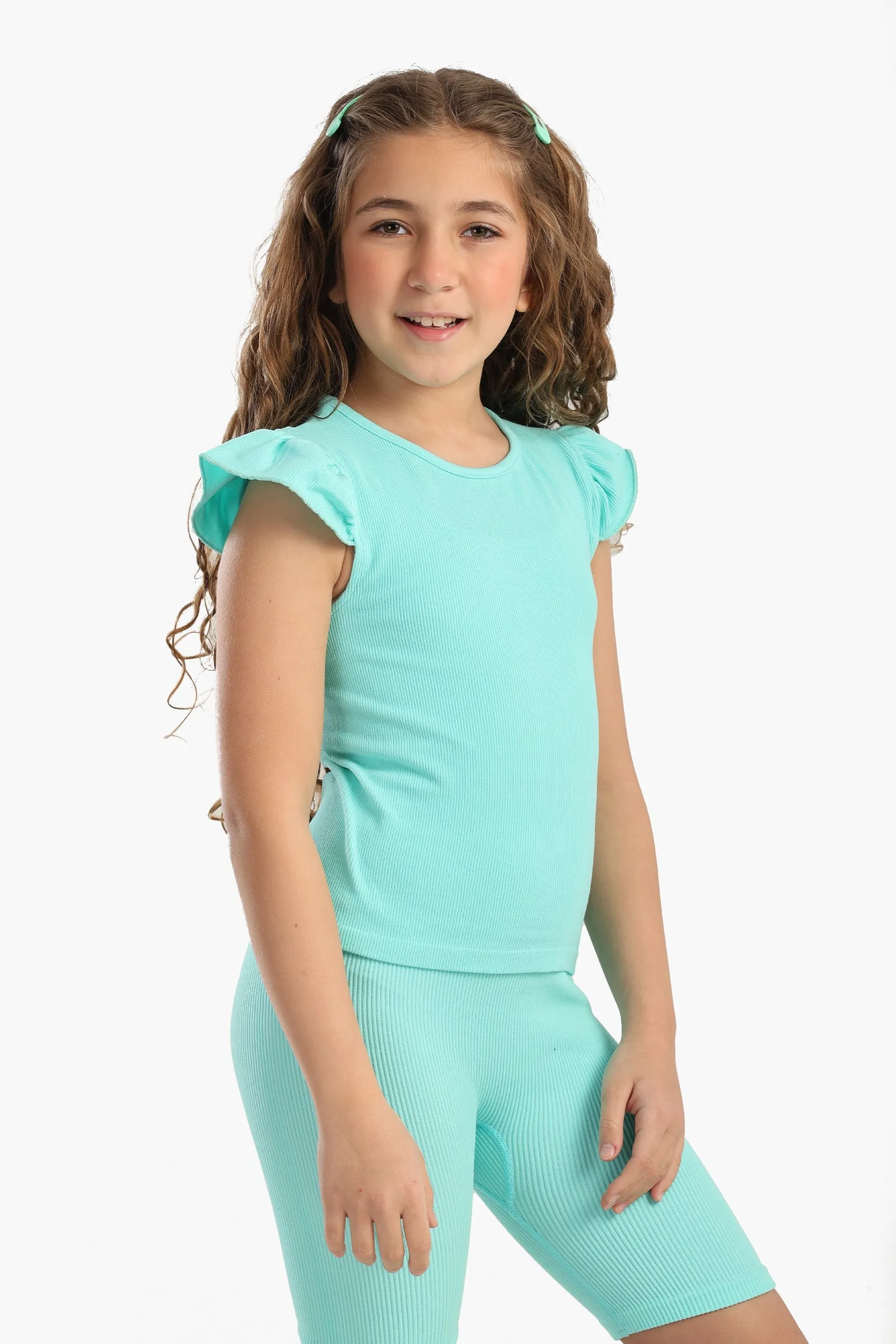 Girly Ribbed Ruffle Top