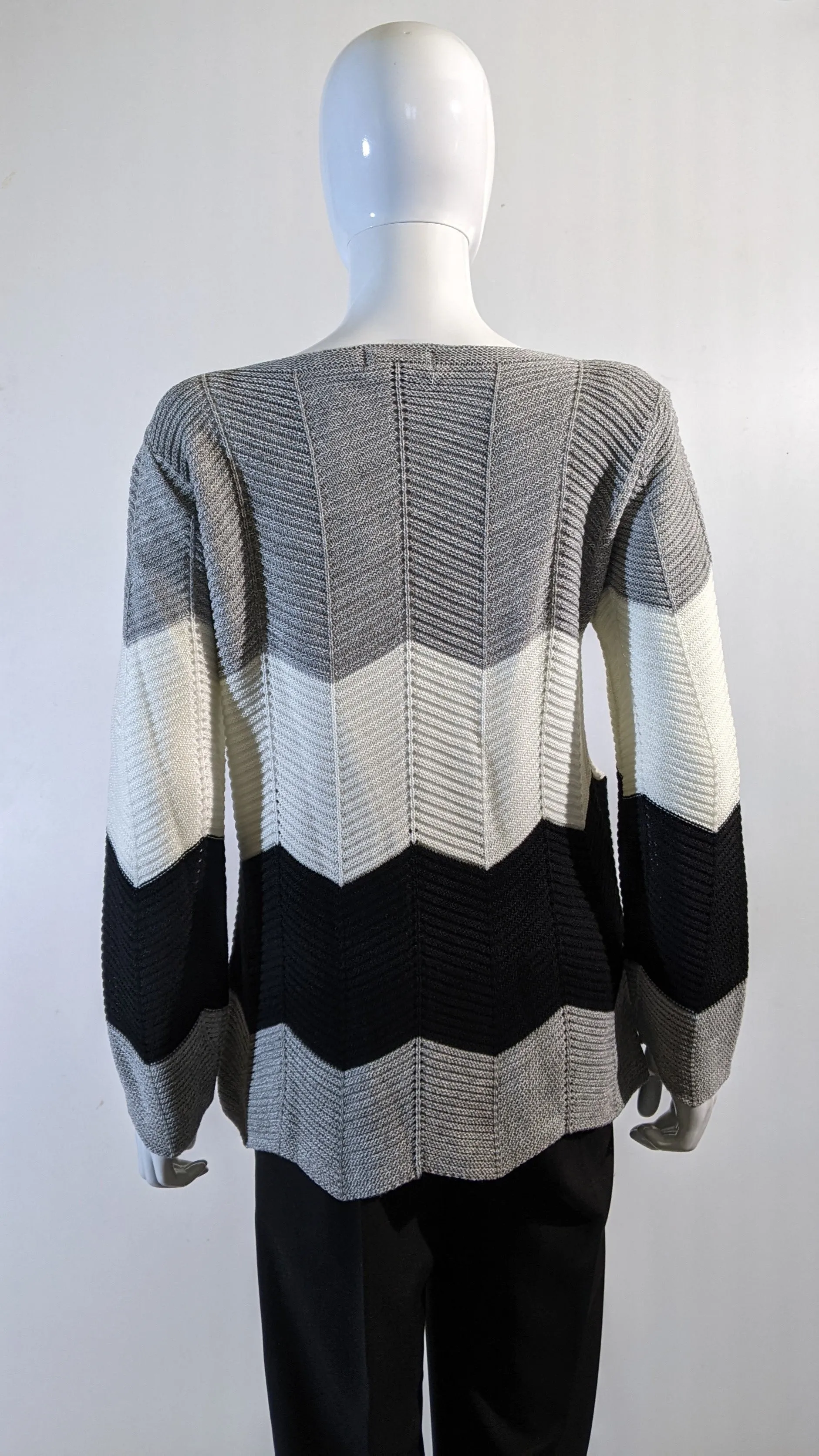 Grey Colour Block Design Knitted Jumper