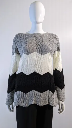 Grey Colour Block Design Knitted Jumper