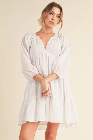 Hazel Blues® |  Aemi   Co Notched Balloon Sleeve Tiered Mini Dress