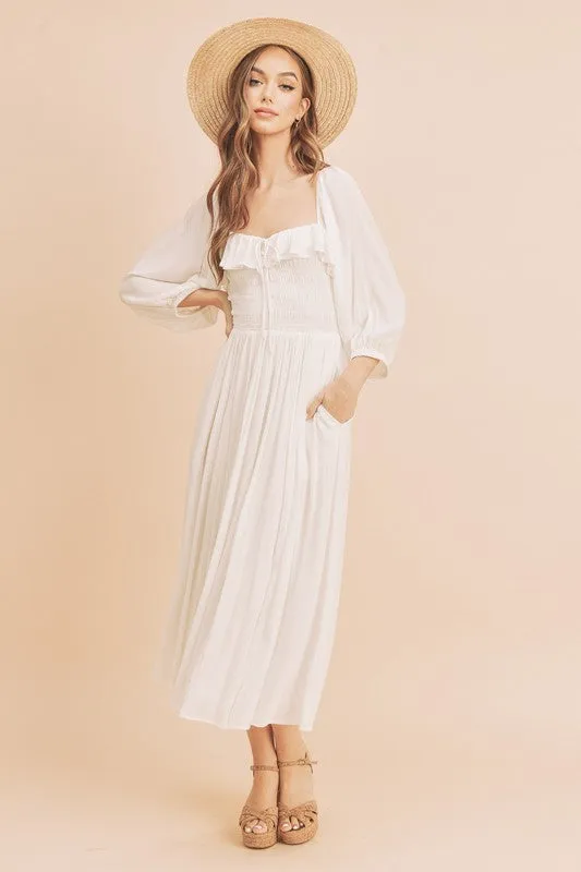 Hazel Blues® |  Aemi   Co Ruffled Smocked Square Neck Balloon Sleeve Dress