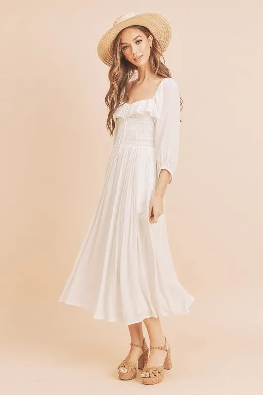 Hazel Blues® |  Aemi   Co Ruffled Smocked Square Neck Balloon Sleeve Dress