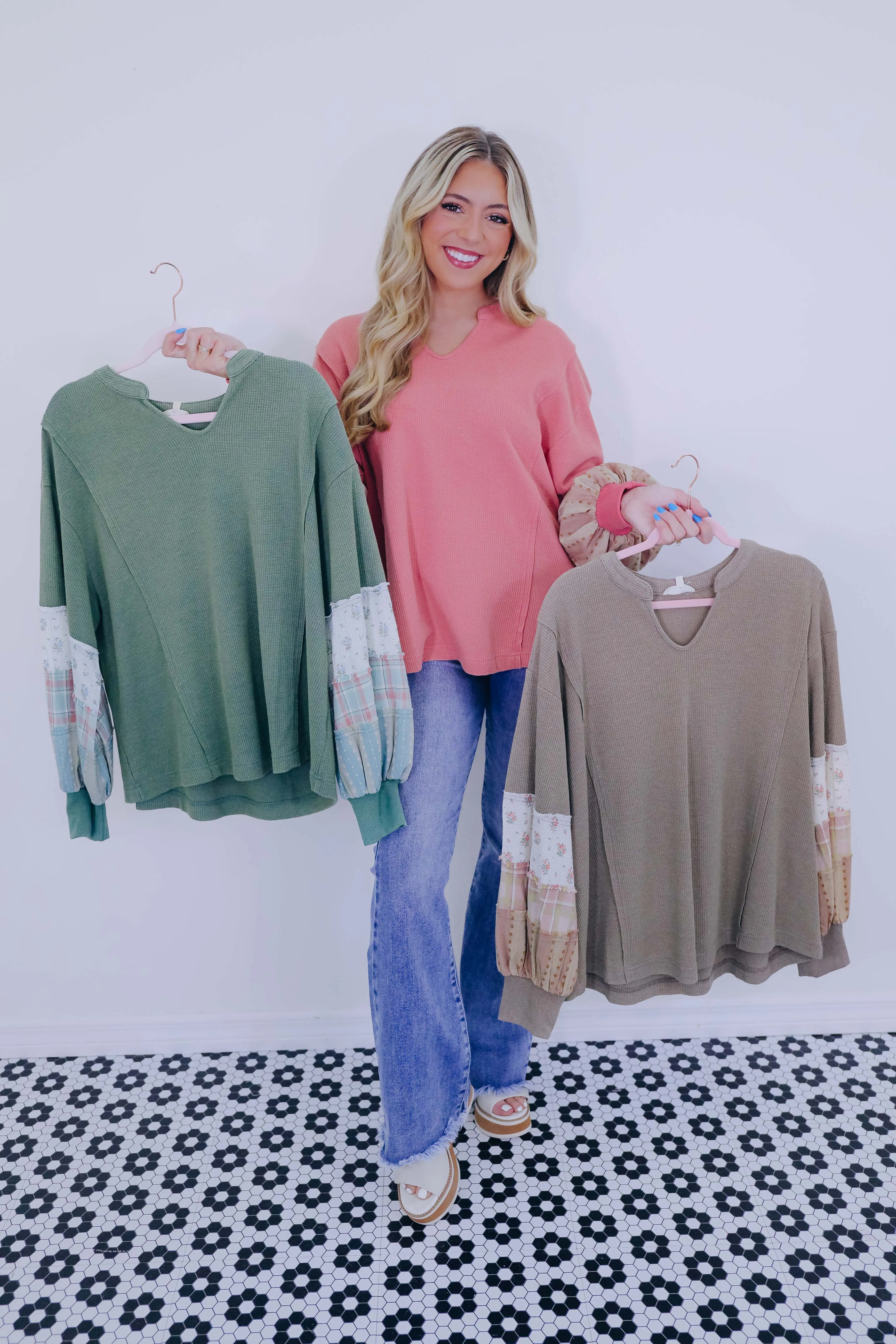 ***Laura Long Sleeve ColorBlock Top- 3 Colors SAMPLE