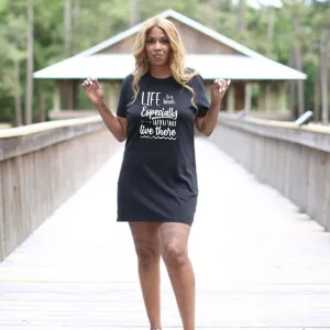 Life Is A Beach Especially When You Live There Organic Cotton T-Shirt Dress