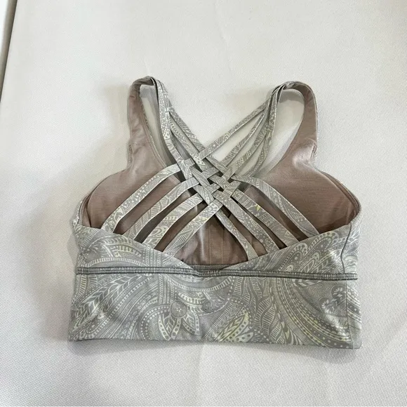 Lululemon Free To Be Moved Bra Size 4 Lilac Paisley Print Sporty Athletic