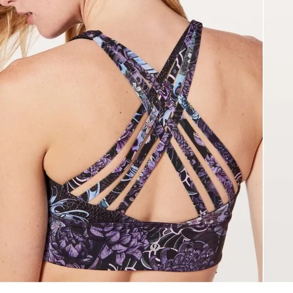 Lululemon Free To Be Moved Bra Size 4 Lilac Paisley Print Sporty Athletic