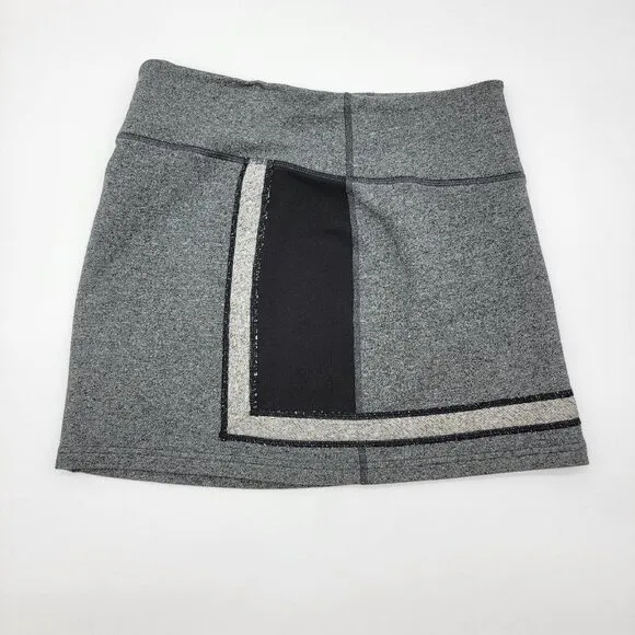 Lululemon Refresh Skirt Womens Size 4 French Terry Heather Gray Black Mini