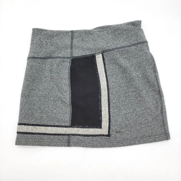 Lululemon Refresh Skirt Womens Size 4 French Terry Heather Gray Black Mini