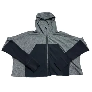 Lululemon Size 10 Full Zip Front Cropped Hooded Athletic Jacket Black Gray Sport