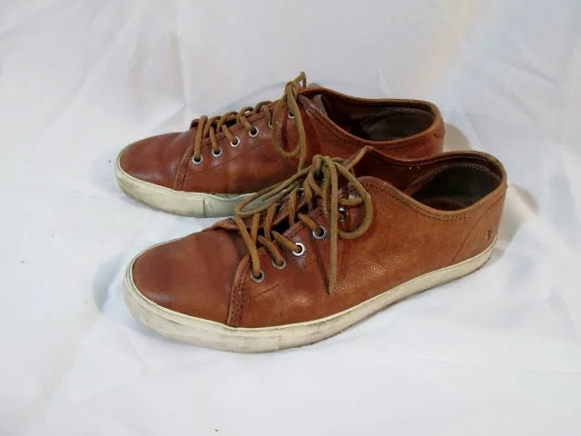 Mens FRYE BRETT Lowrise Leather Sneaker Sports Shoe Trainer 10 BROWN Athletic