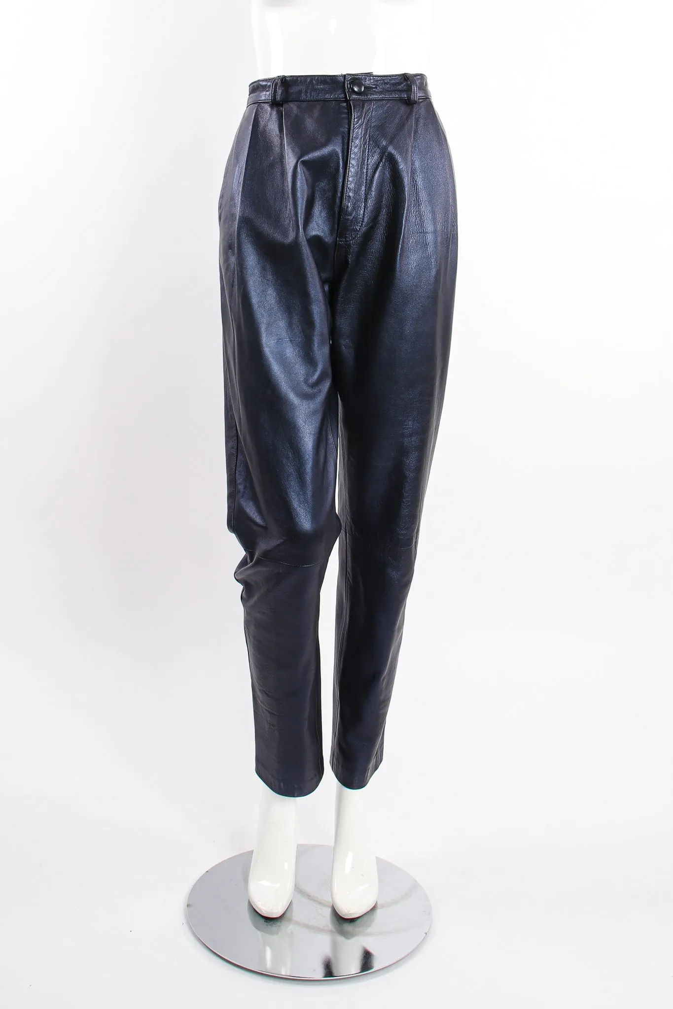 Metallic Pleated Leather Pant