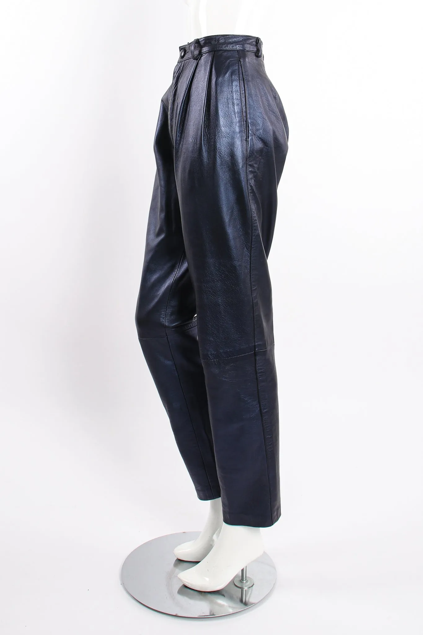 Metallic Pleated Leather Pant