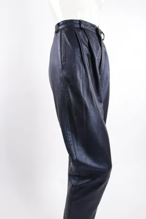Metallic Pleated Leather Pant