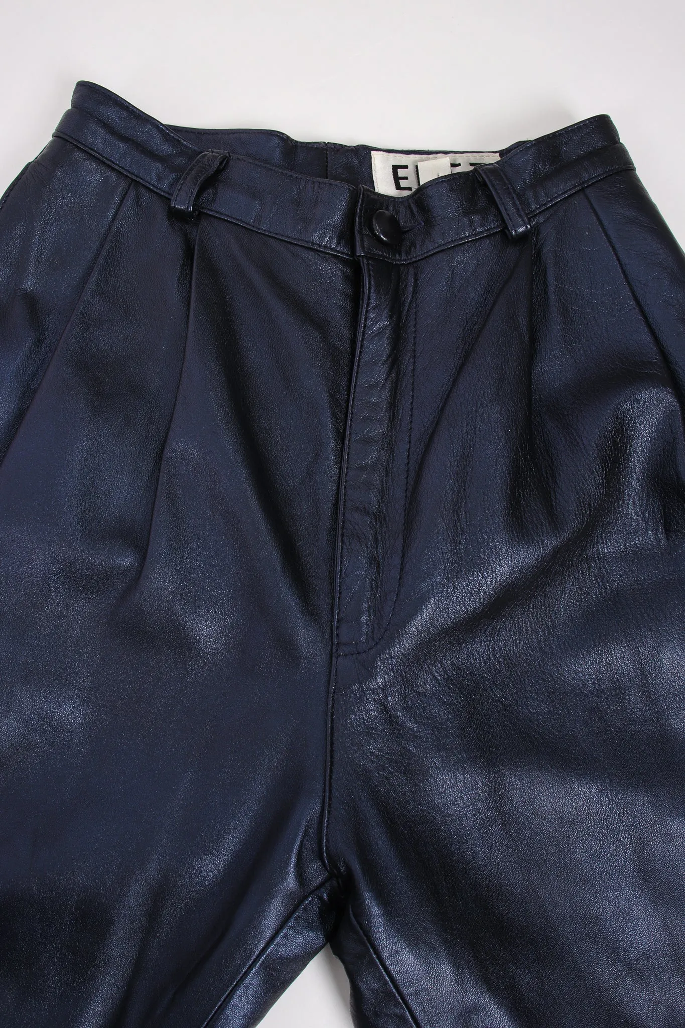 Metallic Pleated Leather Pant
