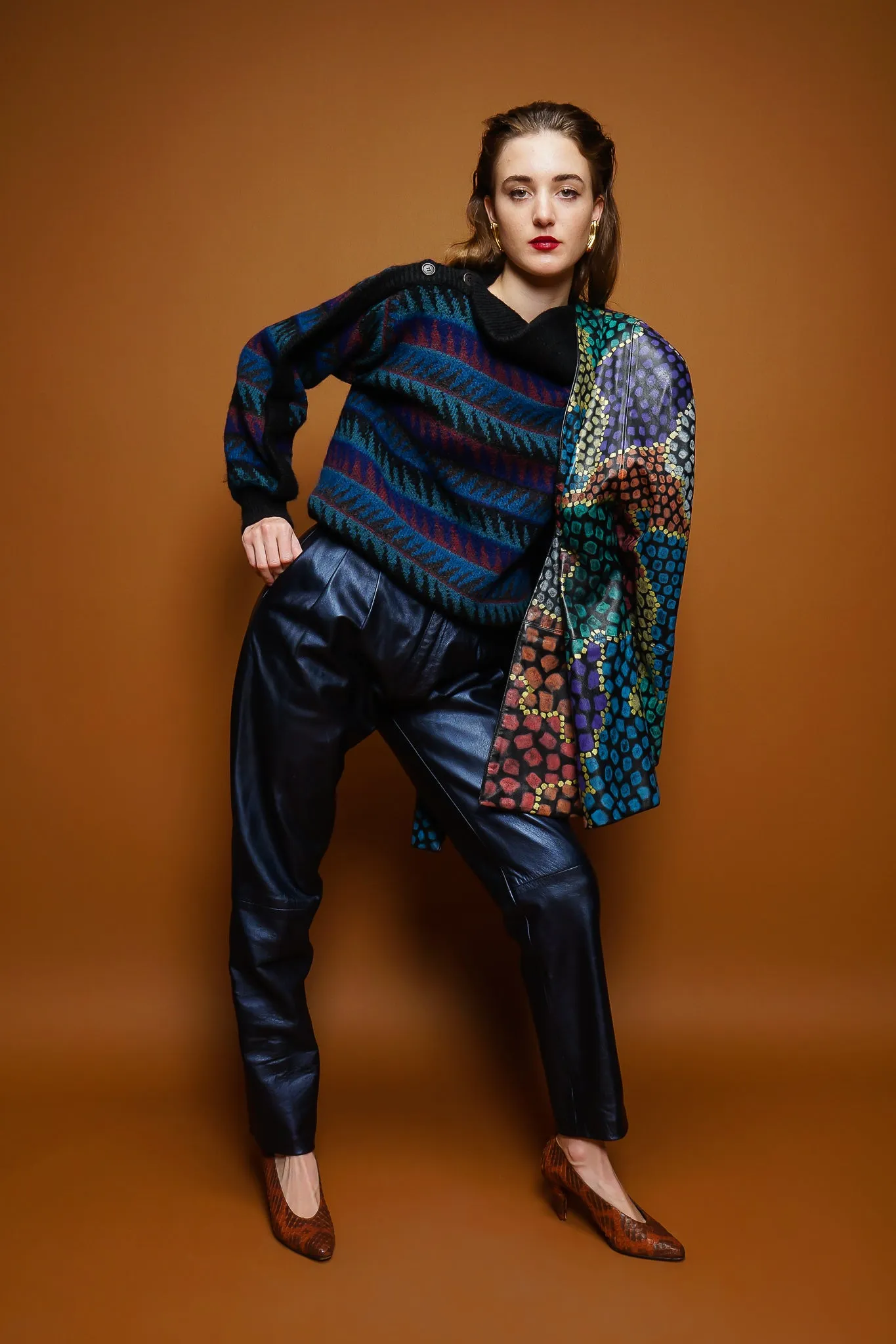 Metallic Pleated Leather Pant