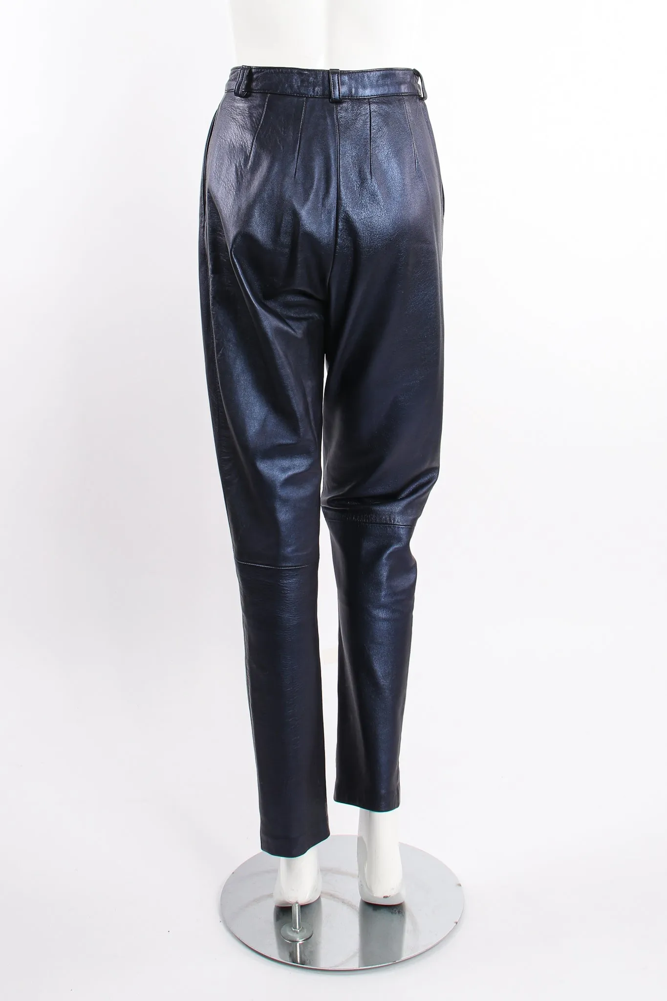 Metallic Pleated Leather Pant