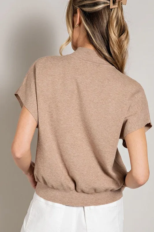 Mock Neck Short Sleeve Top