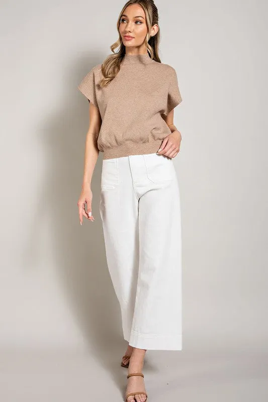 Mock Neck Short Sleeve Top
