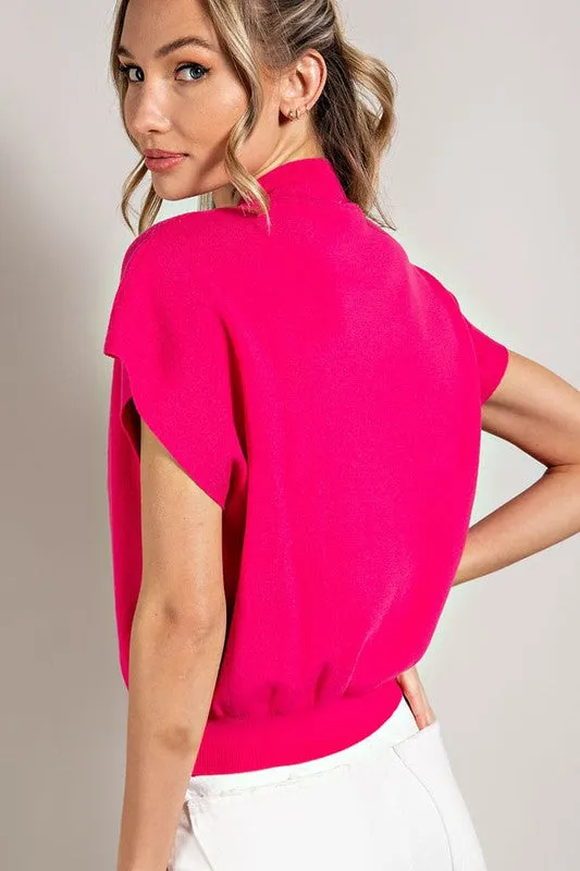 Mock Neck Short Sleeve Top