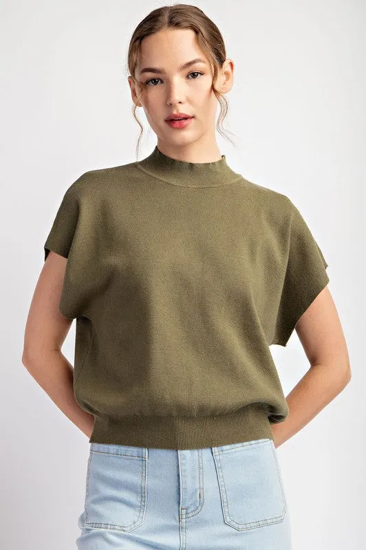 Mock Neck Short Sleeve Top