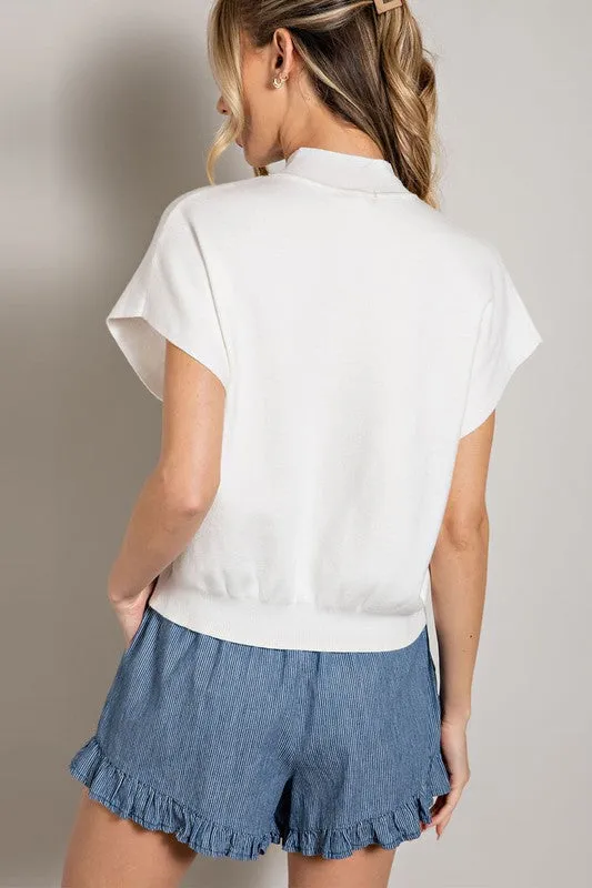 Mock Neck Short Sleeve Top