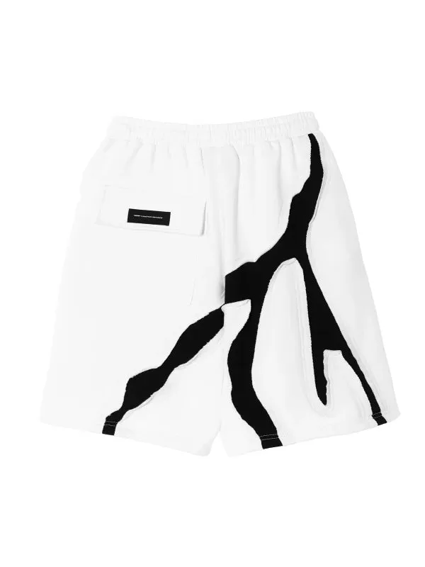 Mod Wave Movement Black & White Sweatshorts- White