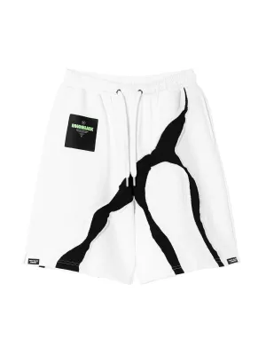 Mod Wave Movement Black & White Sweatshorts- White