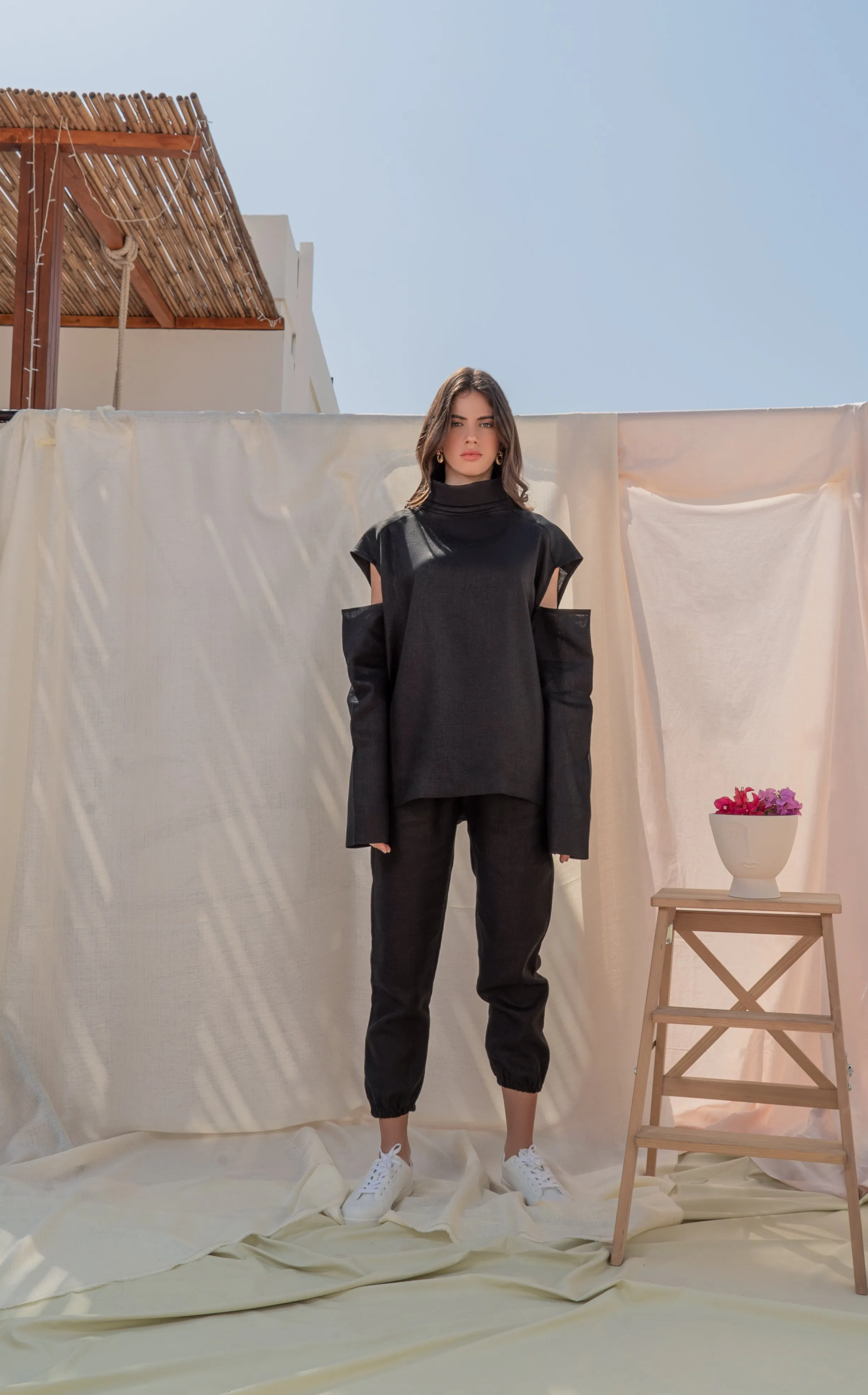 MONIQUE HIGH NECK LINEN SHIRT