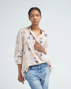 musa print voile shirt - ivory