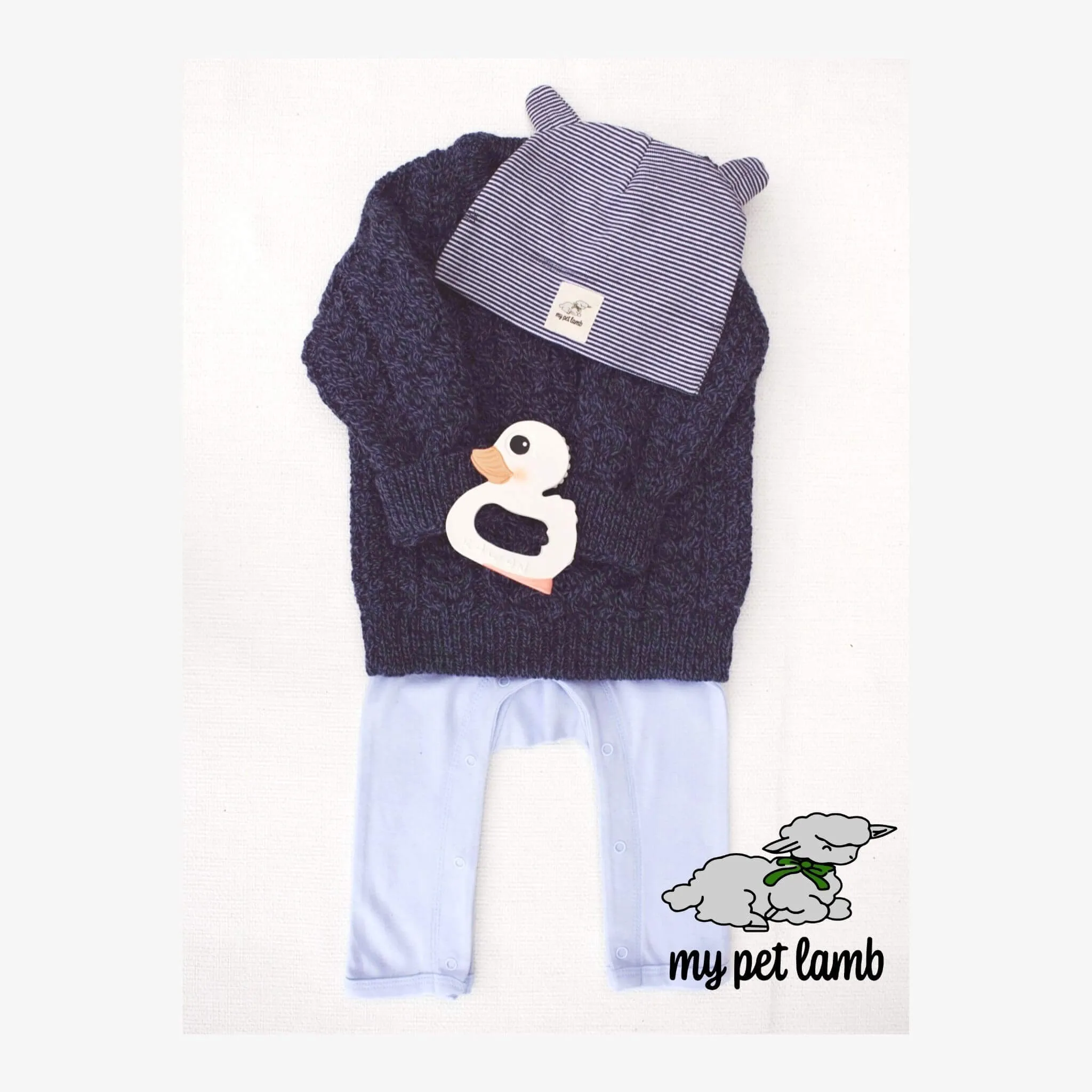 Navy Blue Cotton Stripy Hat