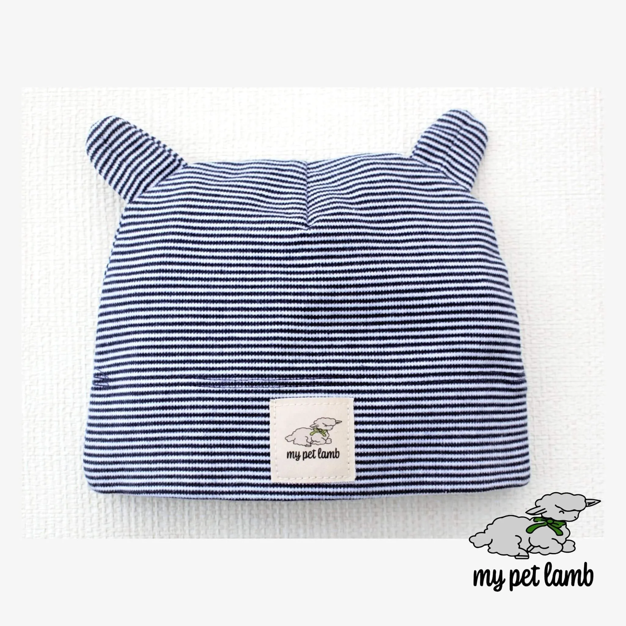 Navy Blue Cotton Stripy Hat