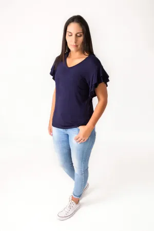 Navy Flutter Sleeve Tee
