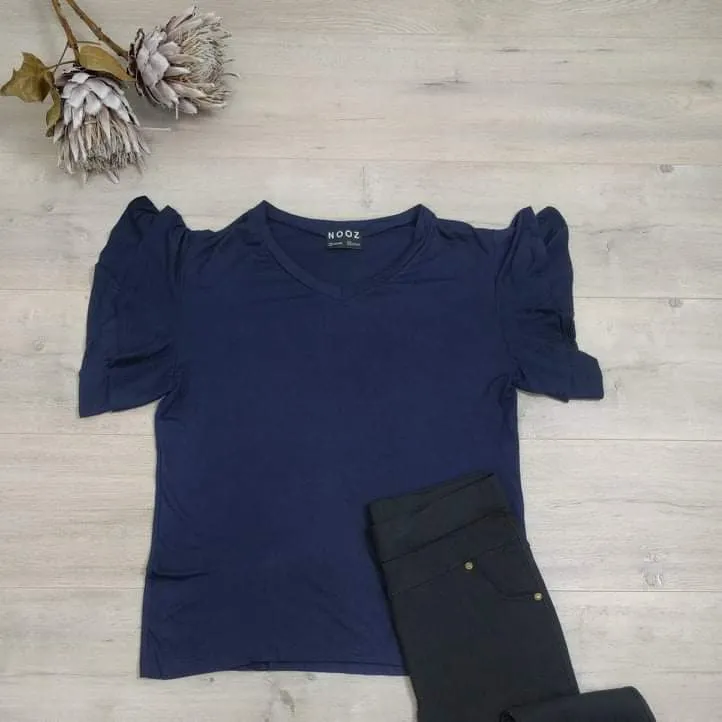 Navy Flutter Sleeve Tee