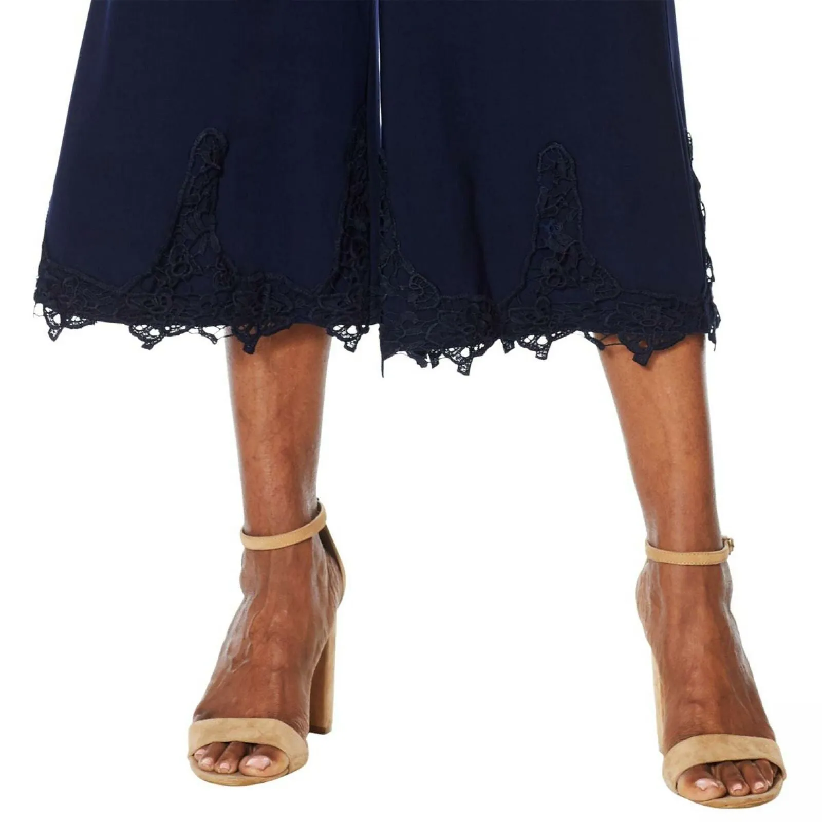 Nina Leonard Women's Plus Size Miracle Matte Jersey Lace Trimmed Pants