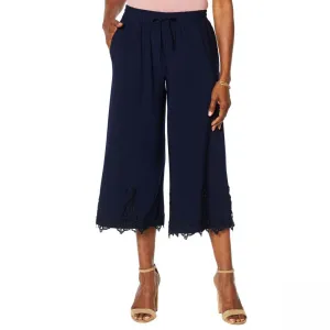 Nina Leonard Women's Plus Size Miracle Matte Jersey Lace Trimmed Pants