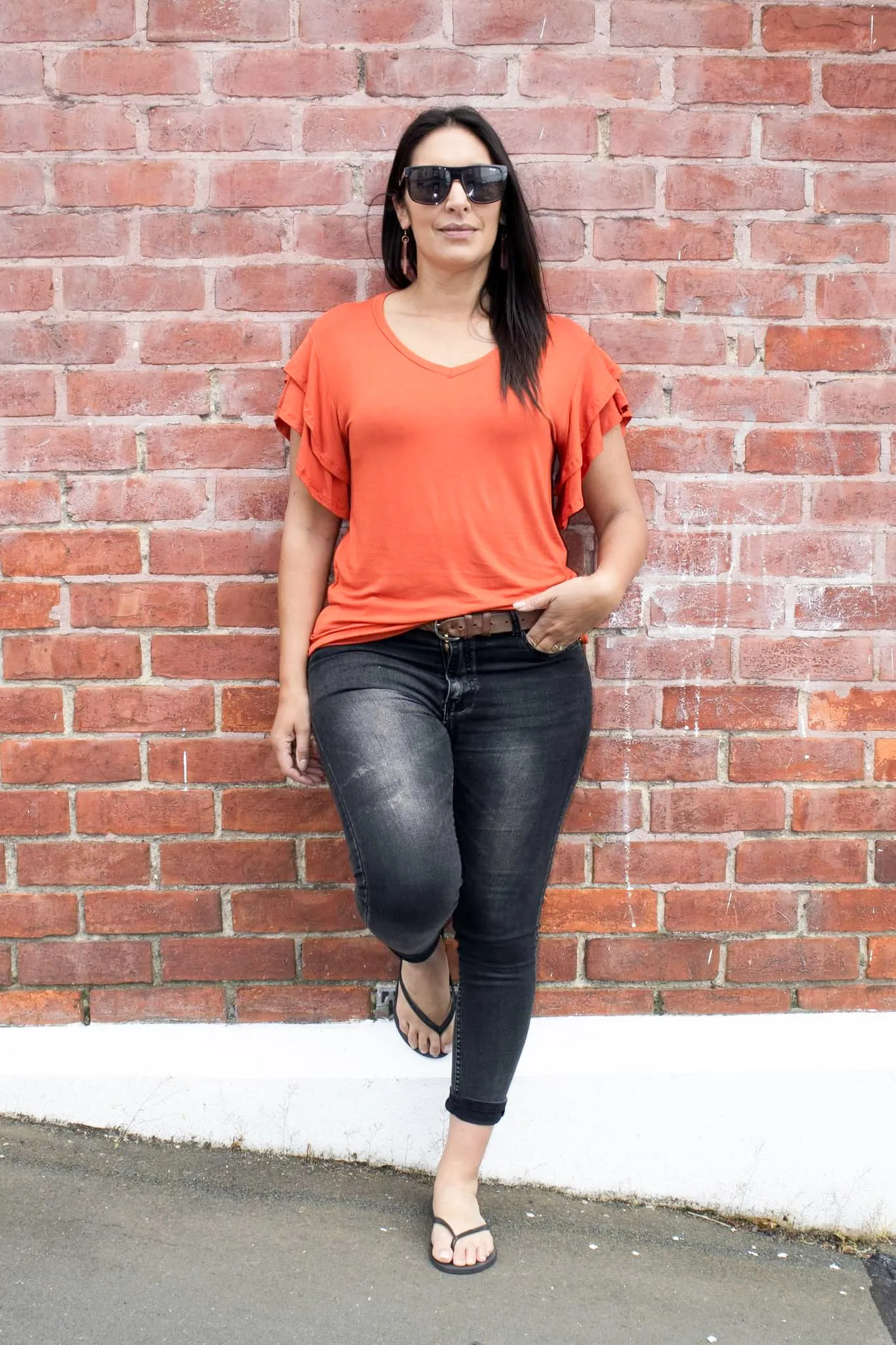 Orange Flutter Sleeve Tee
