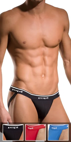 Papi 705910-999 3 pack Jockstrap 1 Black, 1 Turquoise,  1 Red