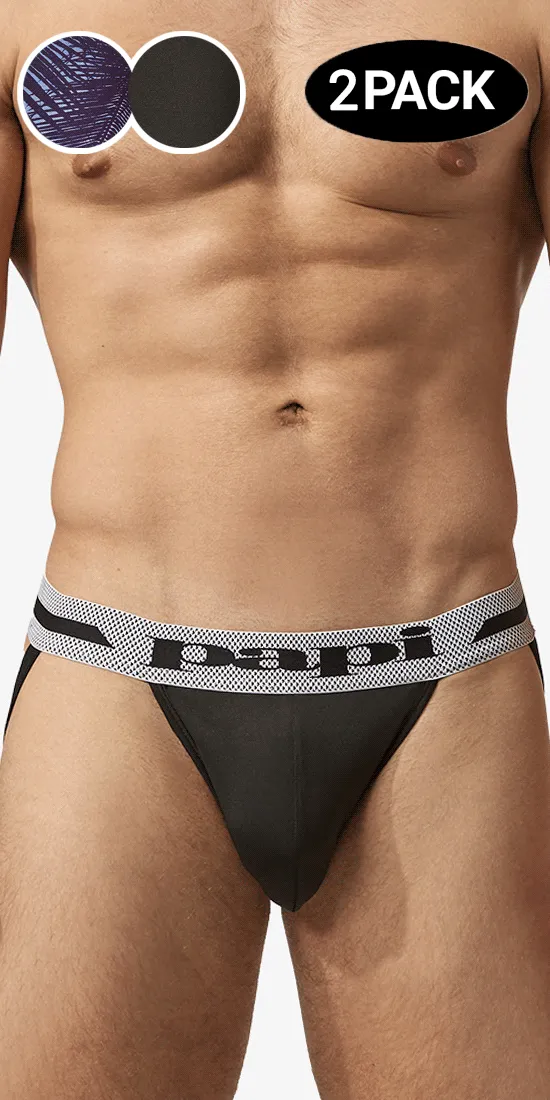 Papi Umpa081 2pk Microflex Jockstrap Tropical-black
