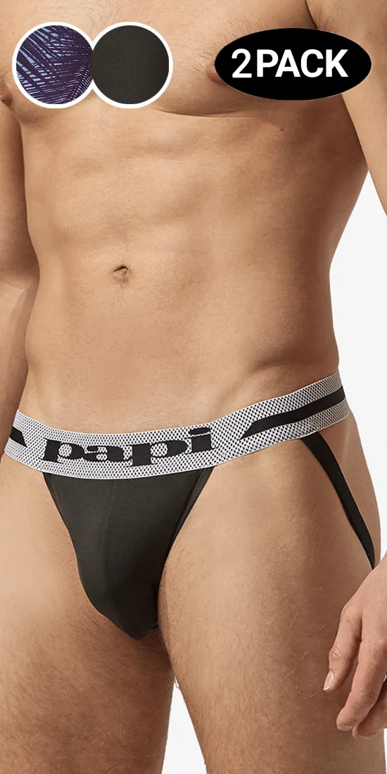 Papi Umpa081 2pk Microflex Jockstrap Tropical-black
