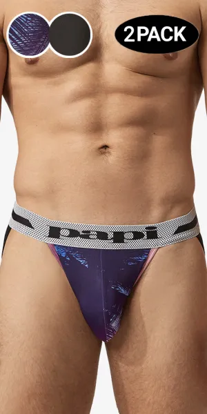 Papi Umpa081 2pk Microflex Jockstrap Tropical-black