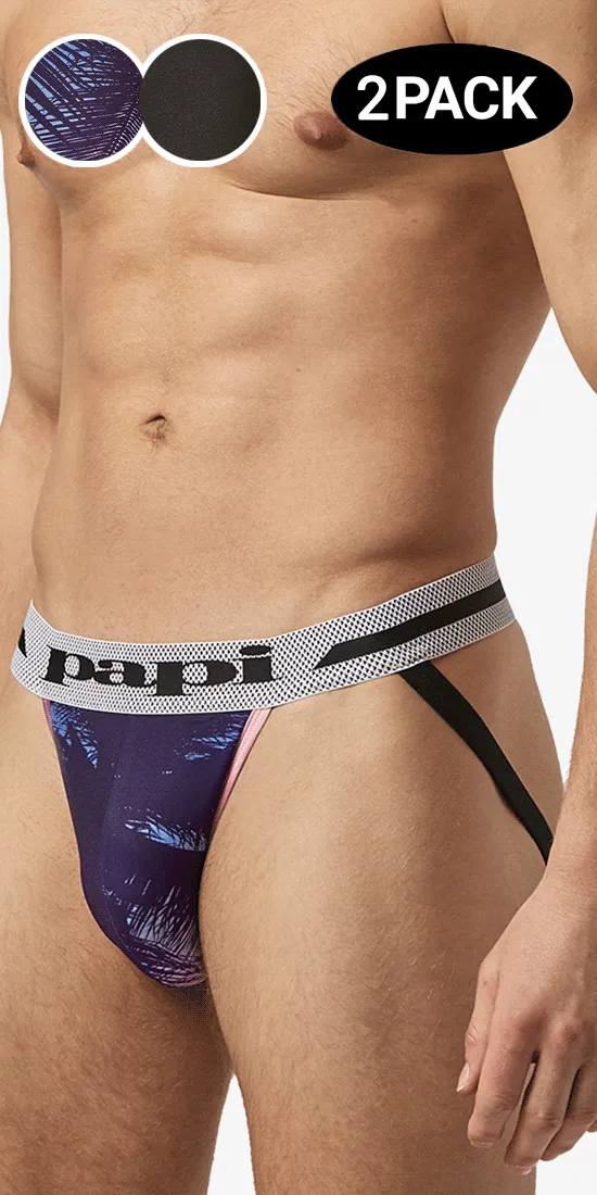 Papi Umpa081 2pk Microflex Jockstrap Tropical-black