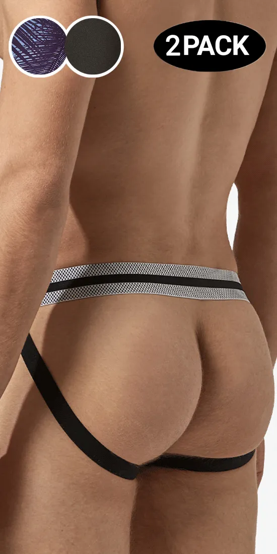 Papi Umpa081 2pk Microflex Jockstrap Tropical-black