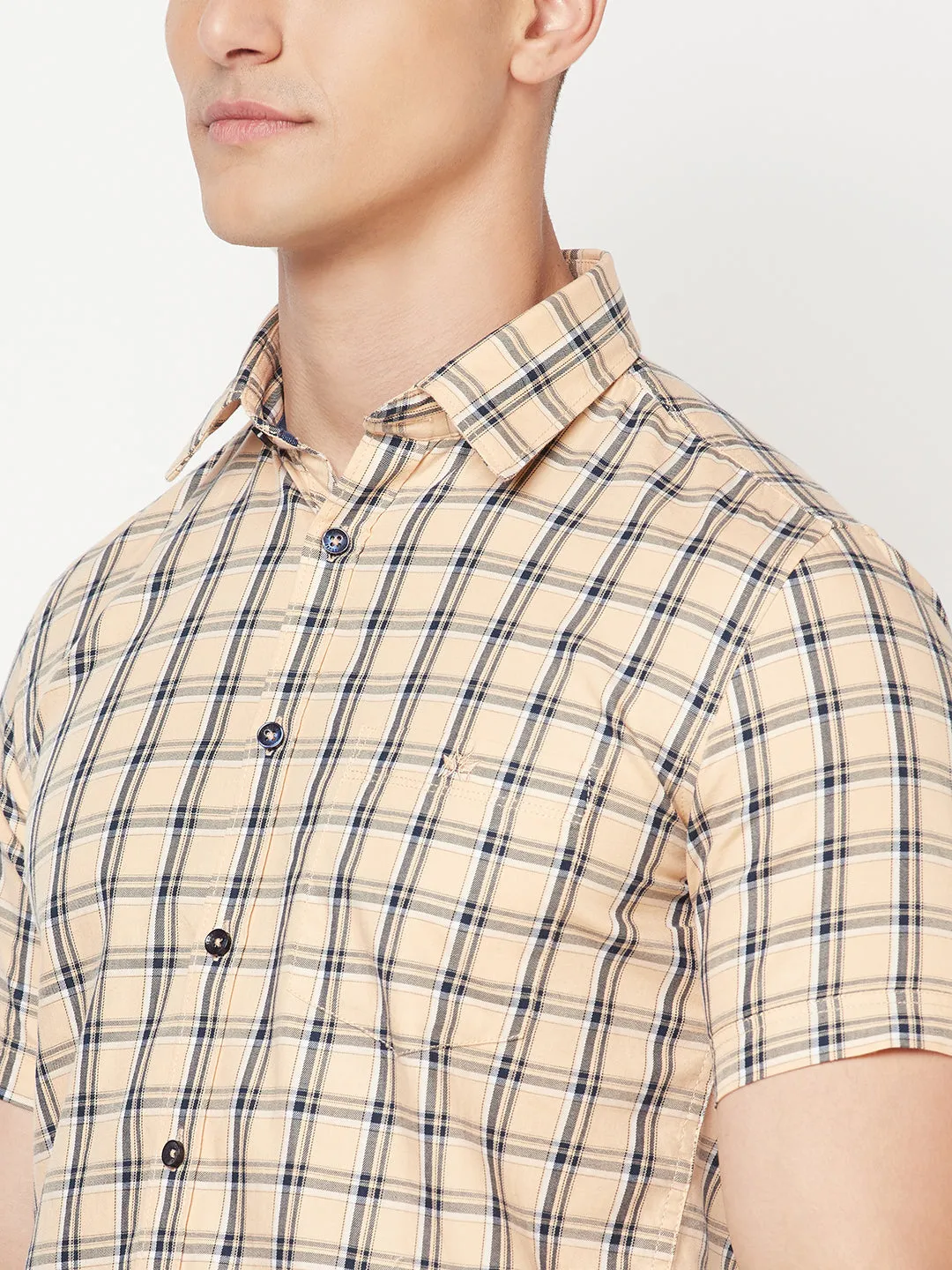 Peach Checked Shirt