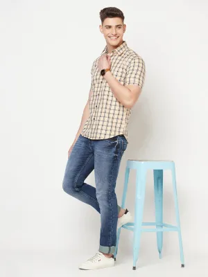 Peach Checked Shirt