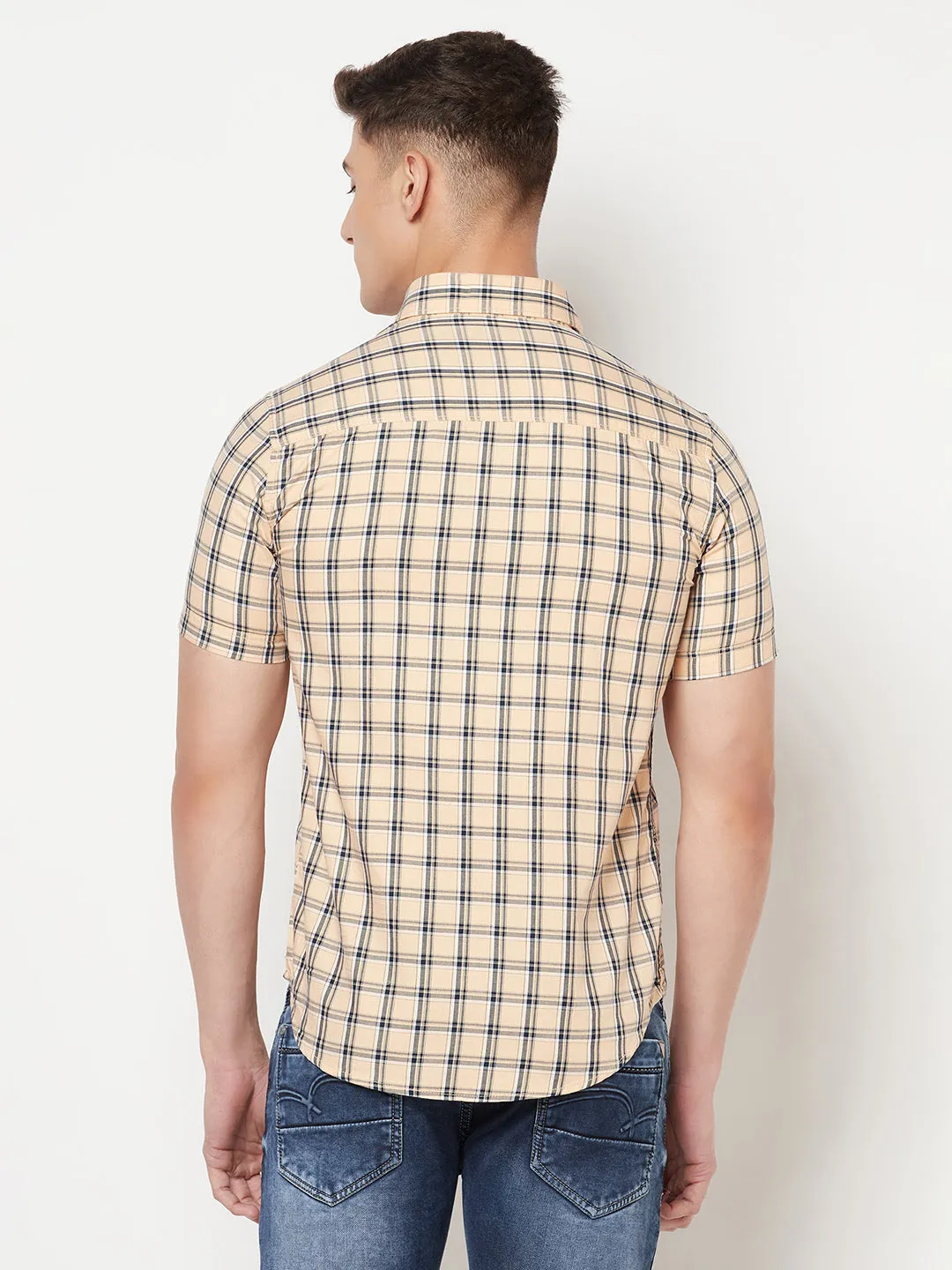 Peach Checked Shirt