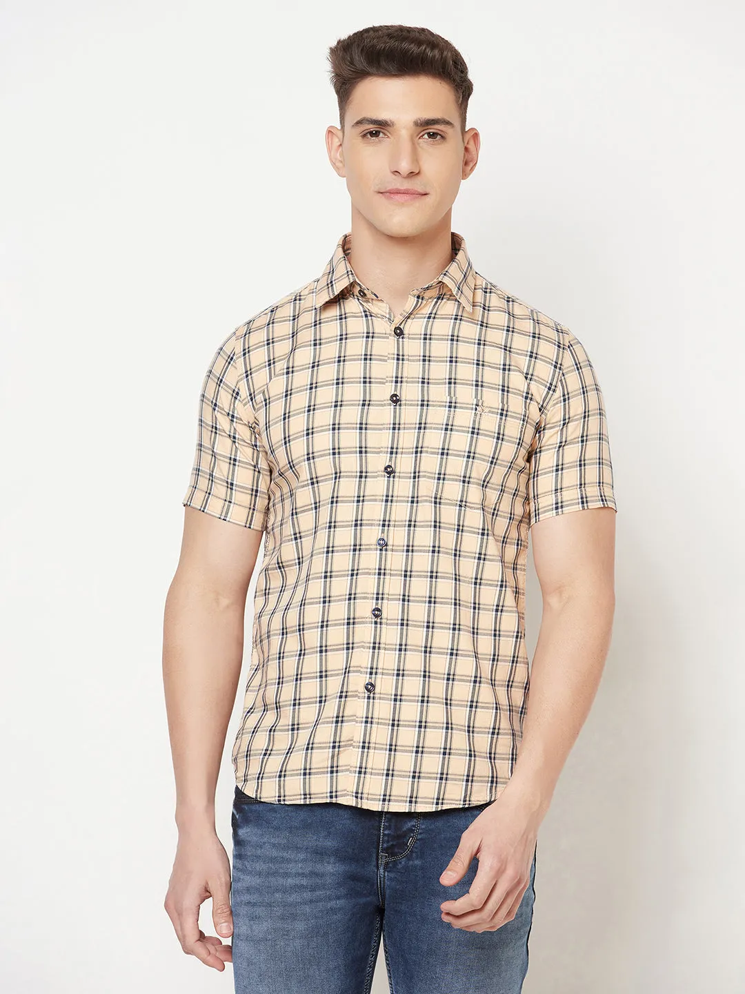 Peach Checked Shirt