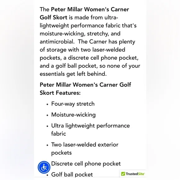 Peter Millar NWT Carner 50spf Golf Skort Sz XS
