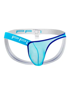 Ppu 2308 One Side Mesh Jockstrap Turquoise