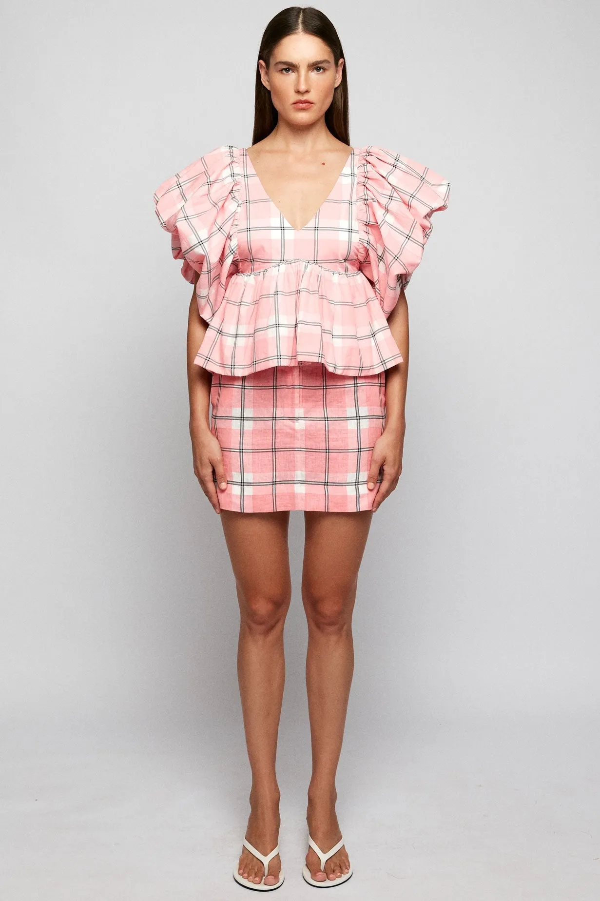 Puff Sleeve Peplum Top | Mini Skirt