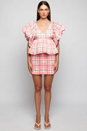 Puff Sleeve Peplum Top | Mini Skirt